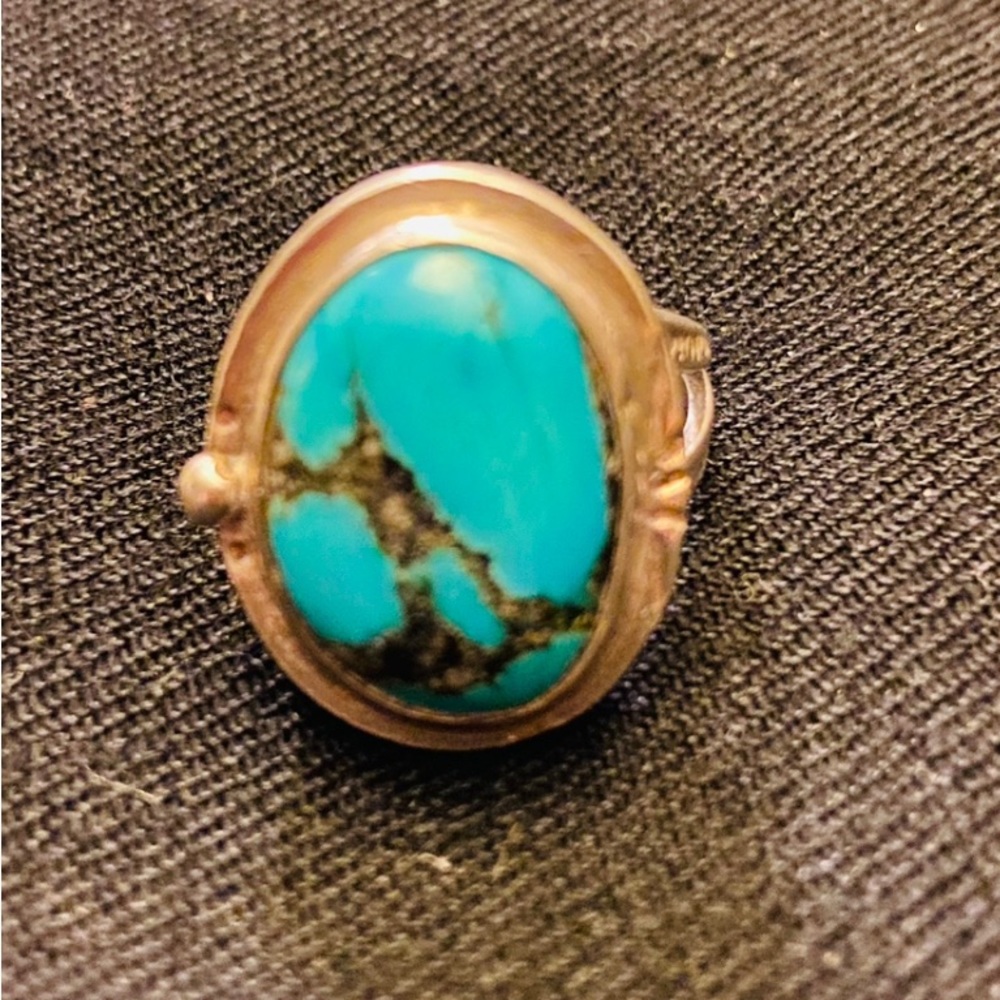 Silver handmade turquoise ring, size 6